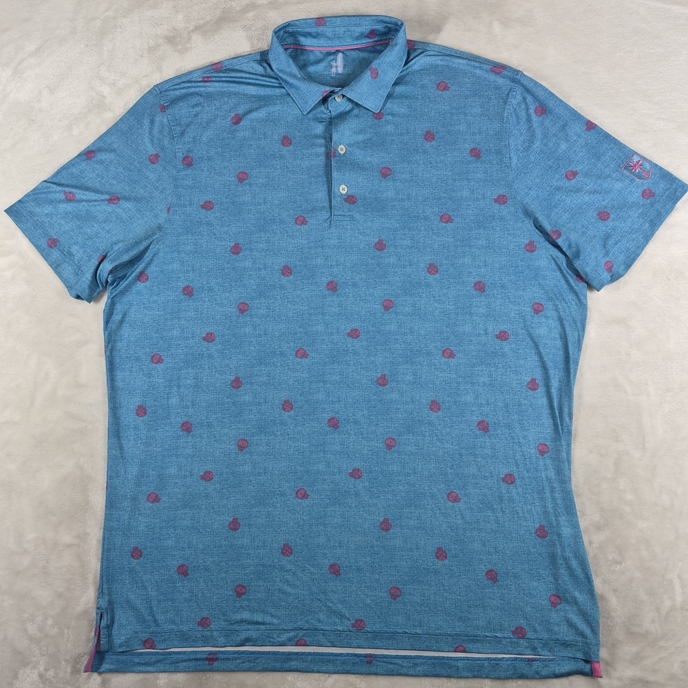Johnnie-O Featherweight Polo Shirt Men's XL Blue Skull Performance Golf Casual